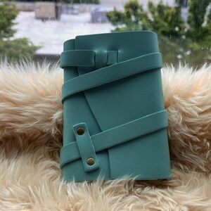NWOT Portland Leather Goods Almost Perfect Small Leather Wrap Journal in Aqua